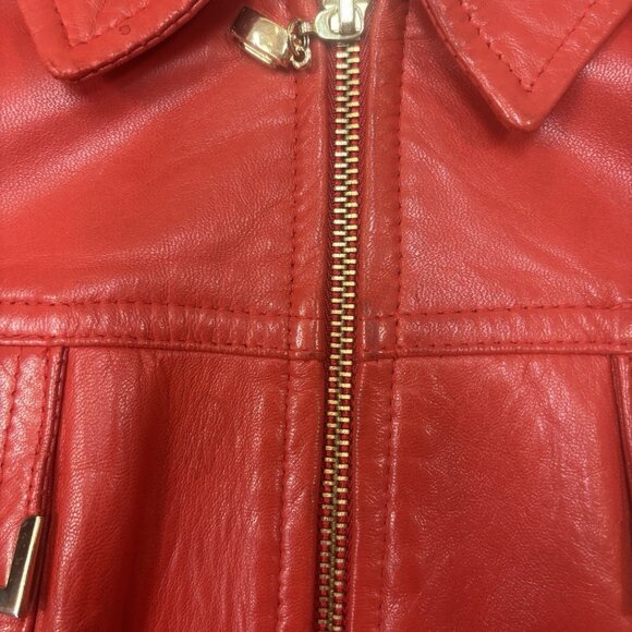 Vintage St Johns Jacket XS Smooth Red Leather Short Fitted Zip Up Distressed - Picture 12 of 14